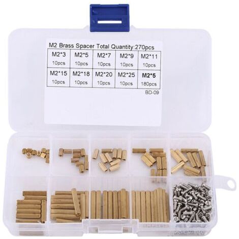 royaluxe-270Pcs Coffret Entretoise Ronde Female x Female M2 en Acier Inoxydable+Vis Cruciforme (1/4)