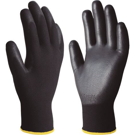 Guantes de poliéster y palma de poliuretano (Talla 7) color negro (1/5)