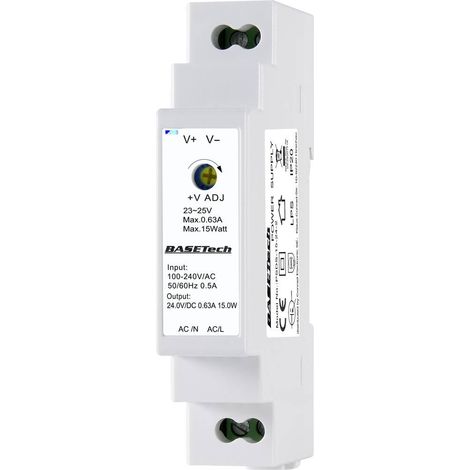 Basetech BT-2250248 Alimentatore per guida DIN 24 V 0.63 A 15 W Num. uscite:1 x Contenuto 1 pz. (1/4)