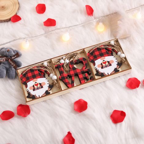Ornement En Bois - Pendentif Arbre De Noël Et Décoration Festive Pour Saint-Valentin - Lot De 9 Nains Accrochés - Pour Intérieur Et Arbre (1/4)