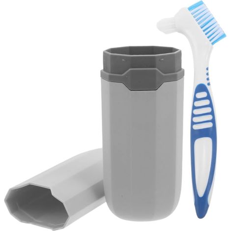 Brosse Dentier Avec Étui De Voyage Brosse À Prothèses Dentaires Portable Boîte De Protection Pour Appareil Dentaire Rangement Hygiénique Pour Maison Bureau Et Déplacements (1/5)