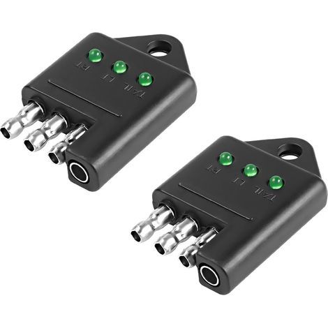Testeur de prise de remorque à 4 broches - 4 voies - Plat - Testeur de lumière - Pour câblage de véhicule remorqué - Avec voyants LED - Testeur de circuit - Accessoires de voiture - 2 pièces (1/5)
