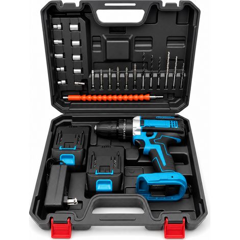 21V Cordless Hammer Drill Driver 2 Batteries Blue (1/5)
