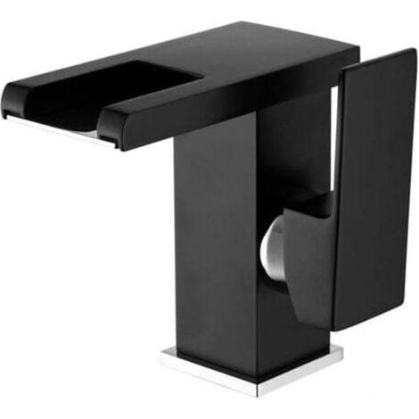 [JAMAIS UTILISÉ] Led Cascade Robinet Lavabo Robinet Salle De Bain（Noir）, Moderne Design Élégant Laiton Doré Mitigeur Lavabo, Eau Chaude Et Froide Disponible, 3 Changements De Couleur (1/4)