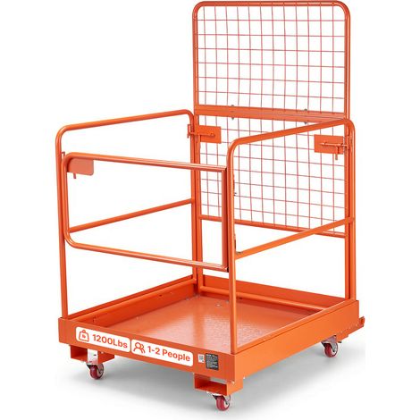 VEVOR Jaula de Seguridad para Montacargas 920 x 1045 mm, Capacidad de 544 kg, con 4 Ruedas, Plataforma de Trabajo con Panel de Malla de Acero al Carbono para Trabajo en Altura y Carretilla Elevadora (1/5)