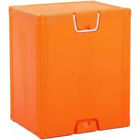 Children's Music Seat Cube Stool for Kids, Ottoman Storage Chest, Stackable, Built-in Handle, Lightweight, Comfortable Plastic Foam, Suitable for Playrooms, Orange (1/5)