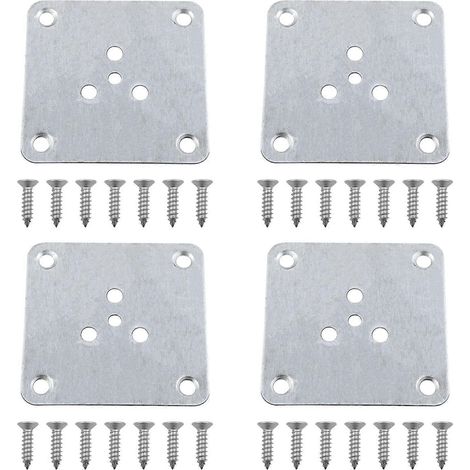 Plaque de fixation plate en métal pour pieds de canapé avec vis, ensemble de 4 accessoires durables pour pieds de meubles. (1/5)