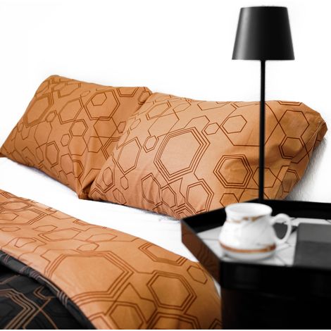 Bettwäsche aus 100% Baumwolle mit Kissen- und Deckenbezug in Hexagon Design 240x220 cm (1/5)