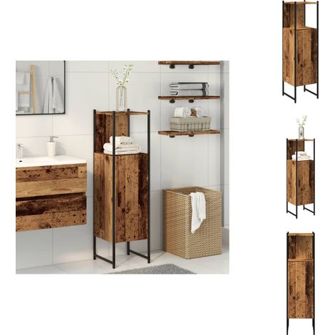 Badschrank Altholz-Optik 33x33x120,5 cm Holzwerkstoff - Badschrank - Badschränke - Badezimmerschrank - Badezimmermöbel (1/5)