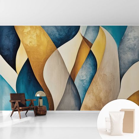 Papier peint intissé décoratif pour salon chambre et cuisine Facile à poser avec colle Abstraction ondulante 416x254 cm (1/5)