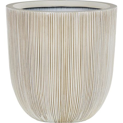 Maceta de poli resina beige jardinera de flores 48 x ø 44 cm accesorios de decoración interior al aire libre minimalista moderno Chios