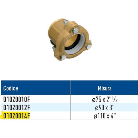 TOF/F raccordo monogiunto per PE con filetto femmina con anello in plastica ø110 x 4" 01020014F