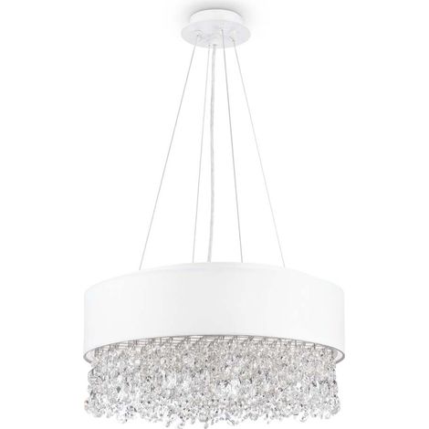 Plafonnier cristal abat-jour blanc Maytoni Manfred 6xE14 (1/5)
