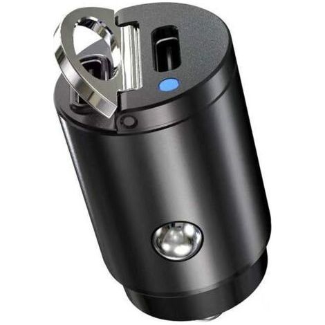 Schwarzer Dual-USB-Typ-C-PD-Kfz-Ladeadapter mit 30 W Schnellladefunktion