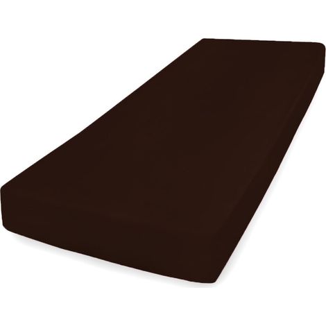 Lenzuolo con angoli in jersey di alta qualità 110x190, 120x200x20, marrone18, opaco (1/5)