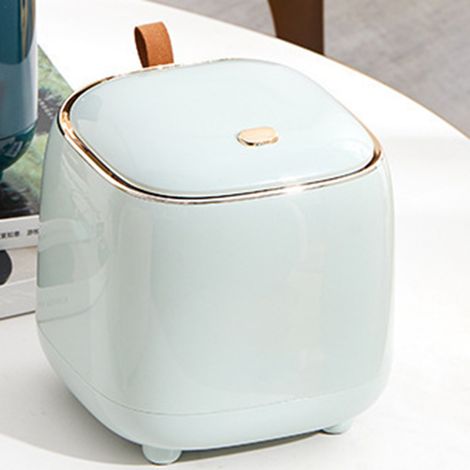 Luxuriöser Büro-Abfalleimer mit Druckknopf, ideal für Zuhause oder den Couchtisch, mit Deckel, kreative quadratische Aufbewahrungsbox mit Klappdeckel, hellgrün. (1/5)