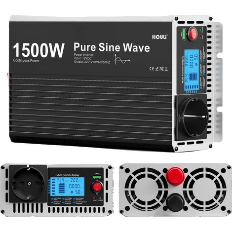 Onduleur, Onde Sinusoïdale Pure, Affichage LCD, Télécommande, 1500W, 24V, 220-230V 50hz (1/2)