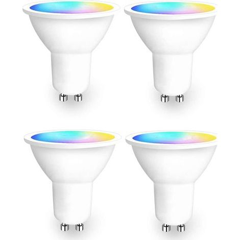 Lot de 4 spots LED RGB GU10 – couleurs changeantes, intensité variable, blanc chaud (1/5)