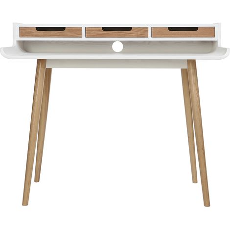 Scrivania scandinava legno e bianco 3 cassetti L110 cm OPUS