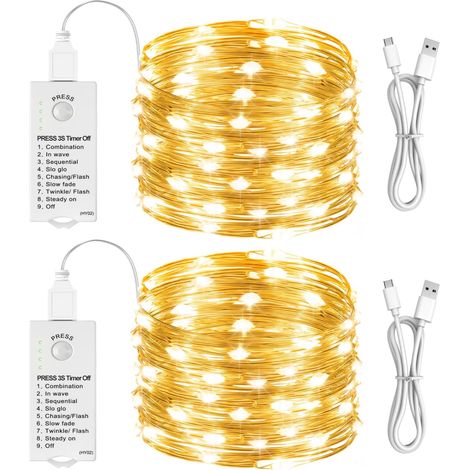 Guirlande Lumineuse Intérieur Rechargeable 2 x 50Leds, 5m, 8 Modes (1/5)