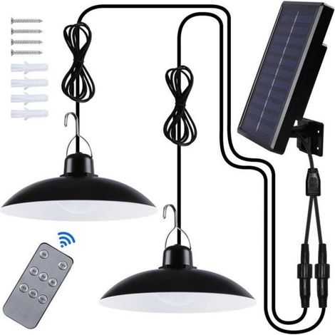 Lampe Solaire Extérieur - Double Tête - IP65 Étanche - Télécommande - Noir - Contemporain - Énergie Solaire (1/4)