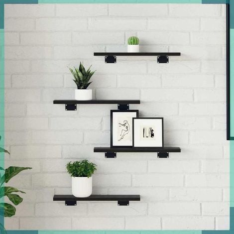 875045 étagère à livres 4 pcs Noir 40 x 10 x 1,5 cm Bois d'ingénierie (1/5)