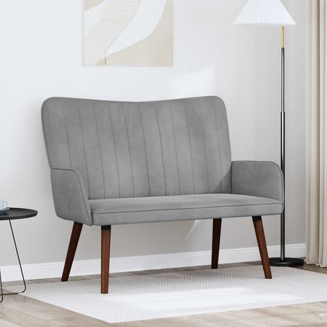vidaXL Sofa 2 places Gris clair 115 x 61 x 87 cm Velours (1/5)