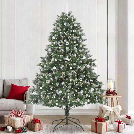 Künstlicher Weihnachtsbaum mit 300 LEDs mit Ständer Grün 240 cm