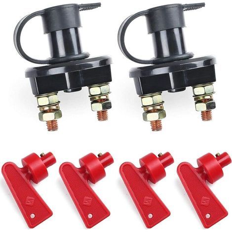 Interrupteur coupe-batterie voiture bateau 12V 24V avec clé lot de 2 (1/4)