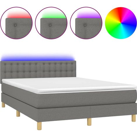 Maison Exclusive - Cama box spring colchón y luces LED tela gris