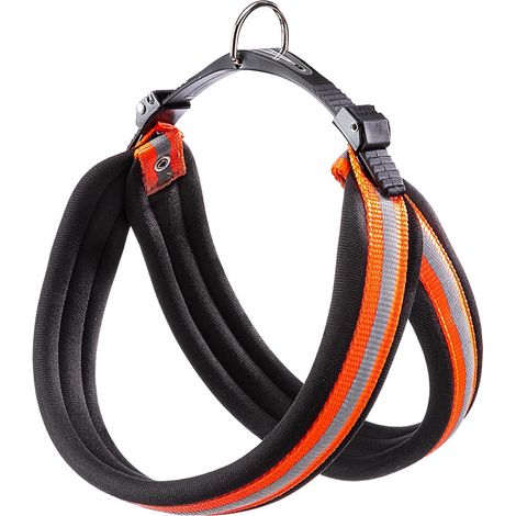 Ferplast AGILA REFLEX 5-9 Pettorina ergonomica ad alta visibilità per cani con chiusura microregolazione. Vari colori e misure. . Variante 6 - Misure: A=B 57-65 cm 25 mm - Arancione