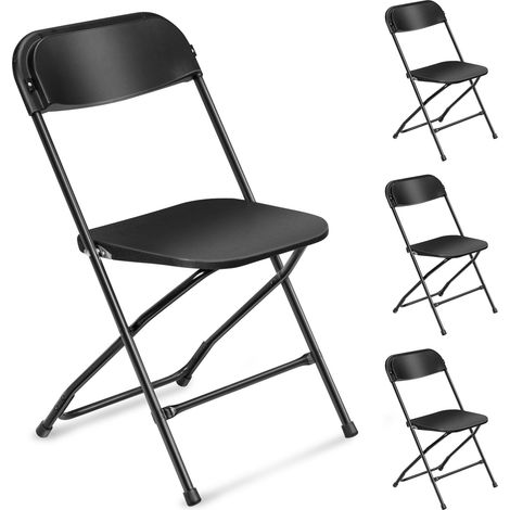MaxxHome Juego de sillas plegables - 4 x sillas plegables - silla de camping - muebles de patio - 80 x 40 x 44 cm - 3Kg - Negro (1/5)