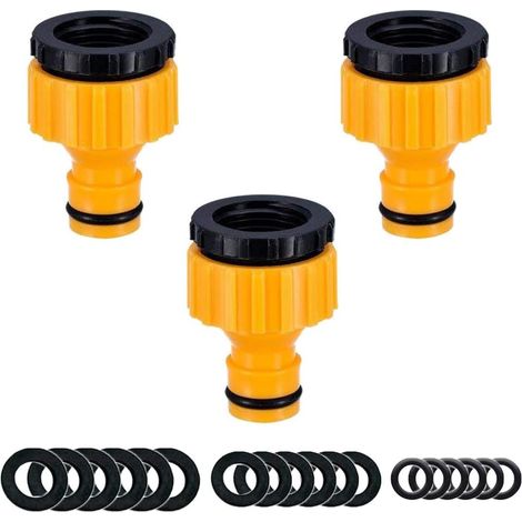 Set mit 3 Gartenschlauch-Wasserhahnverbindern – ABS-Gewindeanschluss für 3/4-Zoll- und 1/2-Zoll-2-in-1-Gewindehahnadapter