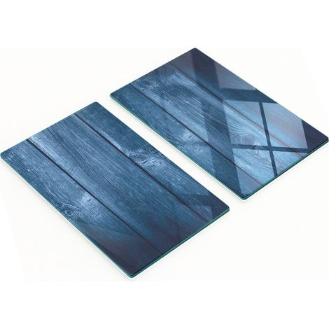 Tableros de cocina de vidrio templado con gr谩ficos, color azul, 2x30x52 cm.
