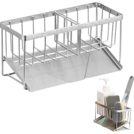 Égouttoir à éponge en acier inox 304 – Pour évier de cuisine – Gain de place (1/4)