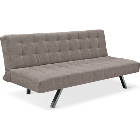 EVERGREENWEB - Divano Letto Clic Clac in Tessuto colore Tortora. Divano Letto 3 posti dal Design Moderno, Prontoletto pratico e comodo con materasso in Foam - Modello SCARLETT (1/3)