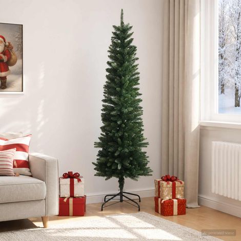 vidaXL Artificial Slim Christmas Tree 210 cm PE y PVC Verde (1/5)