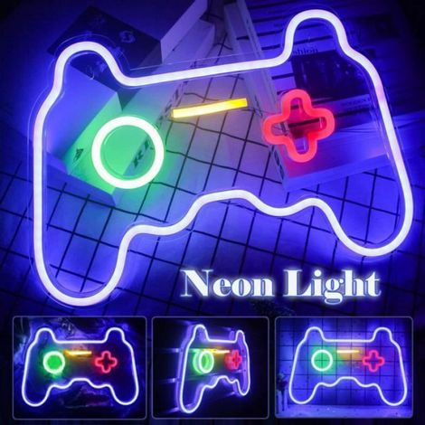 Lampe Mur - Veilleuse En Forme De Manette De Jeu - Lumière Néon LED USB - Décoration Chambre Jeux Salon Bar - 1 Pièce (1/4)