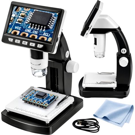 Microscope numérique éducatif, écran LCD 4,3 pouces, port USB, éclairage LED, grossissement 1000x (1/5)
