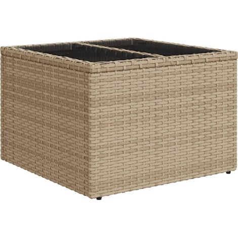 Maison Exclusive - Gartentisch mit Glasplatte Beige 55x55x37 cm P