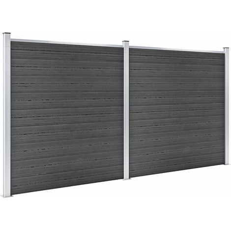 Maison Exclusive - Zaunelement Set WPC 353x186 cm Schwarz (1/5)