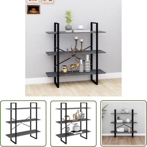 Maison Exclusive Bücherregal 3 Böden Grau 100x30x105 cm (1/5)