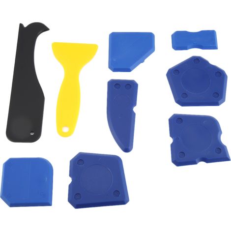9 pièces Kit de Nettoyage pour Joints de Carrelage et Mastic, Grattoir à Vitre, Outil de Finition pour Salle de Bain (1/5)