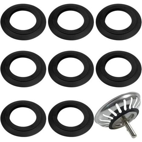 8 Stück Küchenspülbecken-Dichtungen, Elastomer-Dichtung für Filterkörbe, Außendurchmesser 54 mm, Innendurchmesser 32 mm, Spülbecken-Zubehör, Ersatzdichtung für Küchenspülbecken-Filter (Schwarz) (1/5)