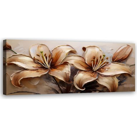 Tableau déco Lys Fleurs Glamour Beige Sépia 90x30 (1/5)