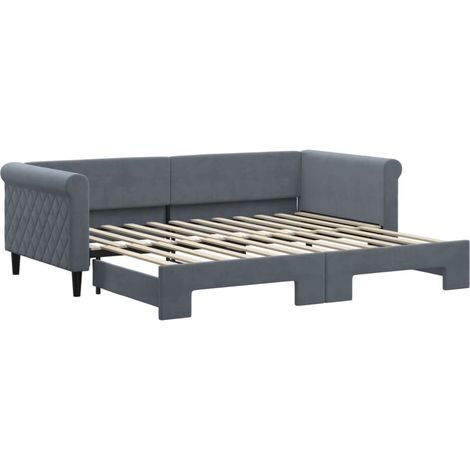 Maison Exclusive - Tagesbett Ausziehbar Dunkelgrau 90x200 cm Samt