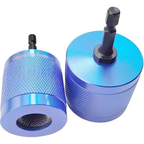 Ensemble de nettoyeur de tuyaux pour tuyaux en cuivre et métal, 1,27 cm et 1,9 cm, têtes de brosse remplaçables en acier inoxydable avec tige hexagonale, corps en aluminium léger, compatible avec (1/5)