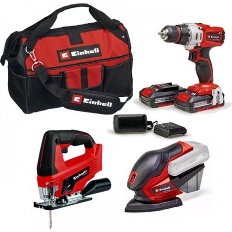 Pack 3 machines 18V + 2 batteries 2 Ah + chargeur + sac de transport - EINHELL
