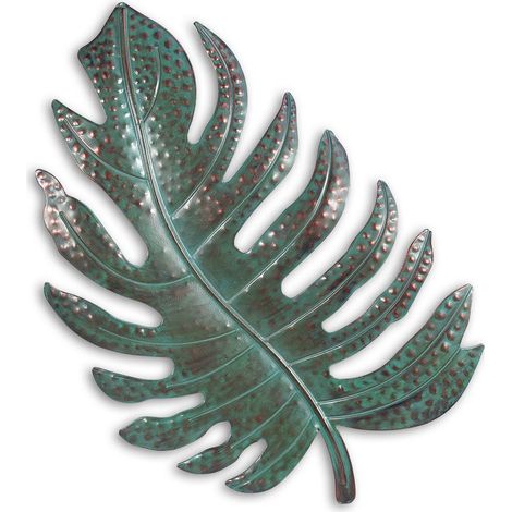 Decoración de pared con forma de hoja verde, escultura de pared de metal, decoración rústica vintage para el hogar, decoración de sala de estar (1/5)