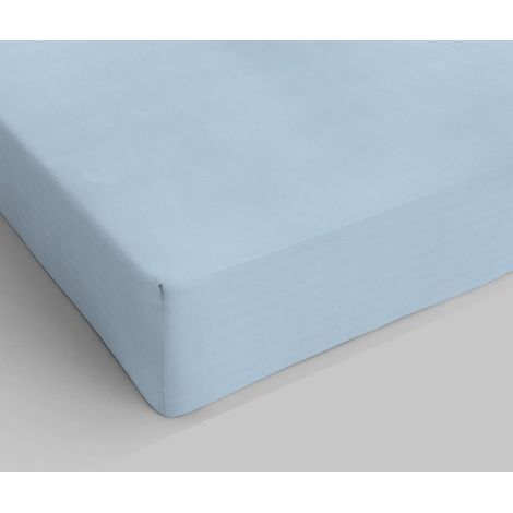 Italian Bed Linen Lenzuolo sotto con Angoli Max Color, 100% Cotone, Azzurro, Matrimoniale (1/3)